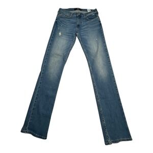 Hollister Womens Jeans Slim Straight Epic Flex Medium Wash Distressed Size 29x32